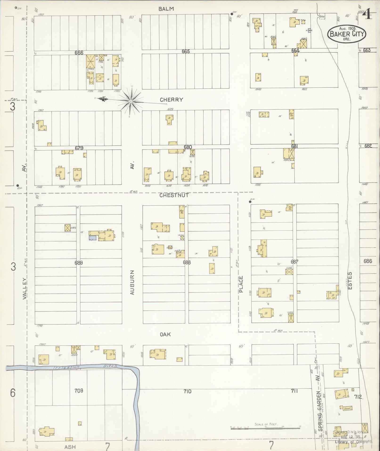 Sanborn Fire Insurance Map from Baker, Baker County, Oregon (1903), Sheet #0004 - Complete Map Set gallery image, historic Sanborn map, vintage wall art, Oregon Oregon