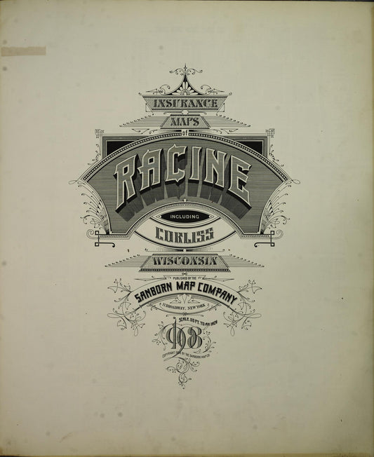 Sanborn Fire Insurance Map from Racine, Racine County, Wisconsin (1908), Sheet #0001 - Historic Sanborn Fire Insurance Map Print, vintage old map wall art, antique decor, genealogy gift, Wisconsin Wisconsin map