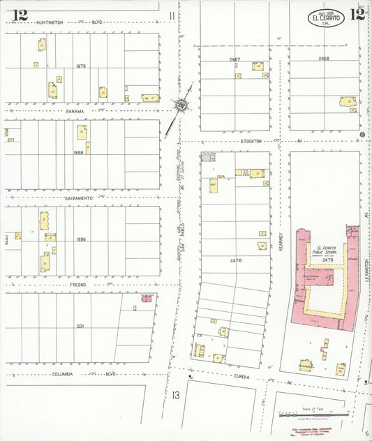 Sanborn Fire Insurance Map from El Cerrito, Contra Costa County, California (1926), Sheet #0012 - Historic Sanborn Fire Insurance Map Print, vintage old map wall art, antique decor, genealogy gift, California California map