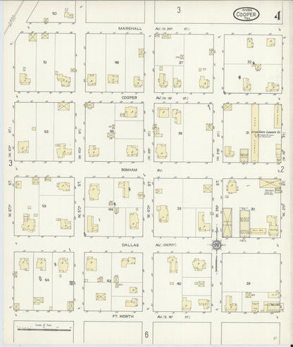 Sanborn Fire Insurance Map from Cooper, Delta County, Texas (1914), Sheet #0004 - Complete Map Set gallery image, historic Sanborn map, vintage wall art, Texas Texas