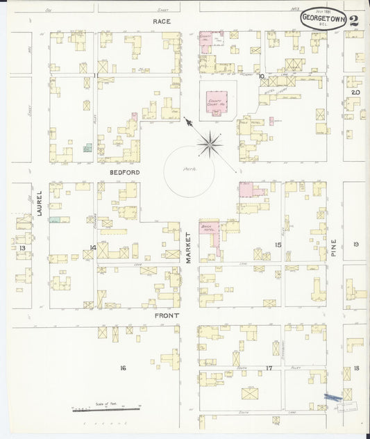 Sanborn Fire Insurance Map from Georgetown, Sussex County, Delaware (1891), Sheet #0002 - Historic Sanborn Fire Insurance Map Print, vintage old map wall art, antique decor, genealogy gift, Delaware Delaware map