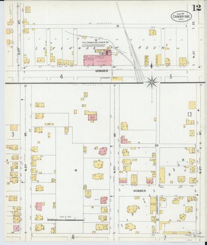 Sanborn Fire Insurance Map from Cambridge, Guernsey County, Ohio (1901), Sheet #0012 - Historic Sanborn Fire Insurance Map Print, vintage old map wall art, antique decor, genealogy gift, Ohio Ohio map