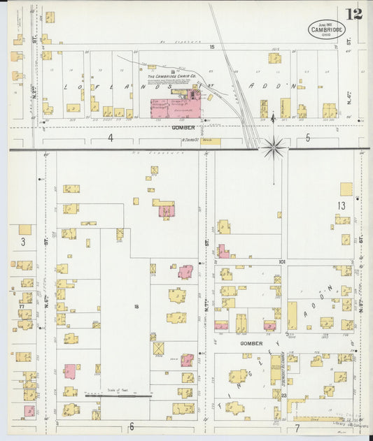 Sanborn Fire Insurance Map from Cambridge, Guernsey County, Ohio (1901), Sheet #0012 - Historic Sanborn Fire Insurance Map Print, vintage old map wall art, antique decor, genealogy gift, Ohio Ohio map