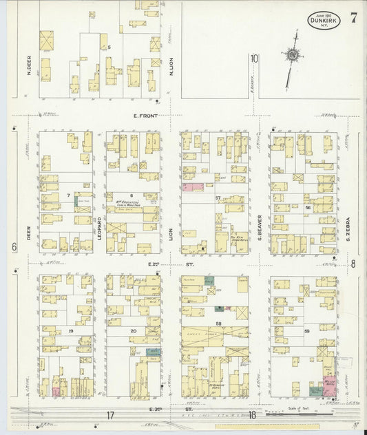 Sanborn Fire Insurance Map from Dunkirk, Chautauqua County, New York (1910), Sheet #0007 - Historic Sanborn Fire Insurance Map Print, vintage old map wall art, antique decor, genealogy gift, New York New York map
