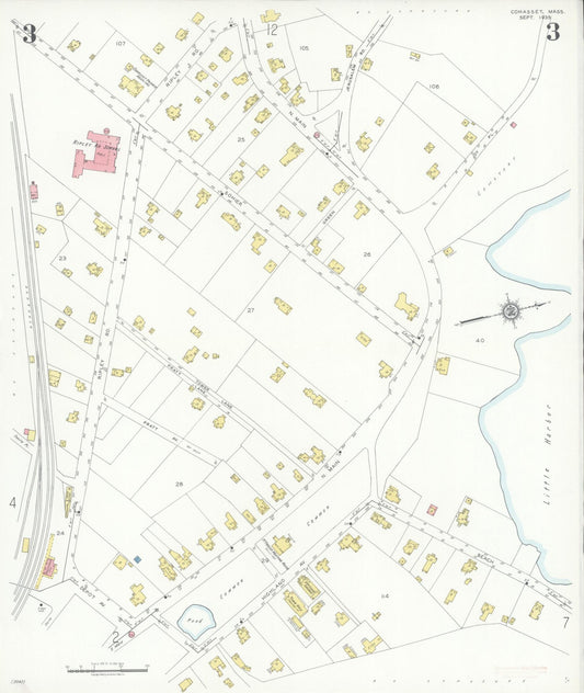 Sanborn Fire Insurance Map from Cohasset, Norfolk County, Massachusetts (1935), Sheet #0003 - Historic Sanborn Fire Insurance Map Print, vintage old map wall art, antique decor, genealogy gift, Massachusetts Massachusetts map