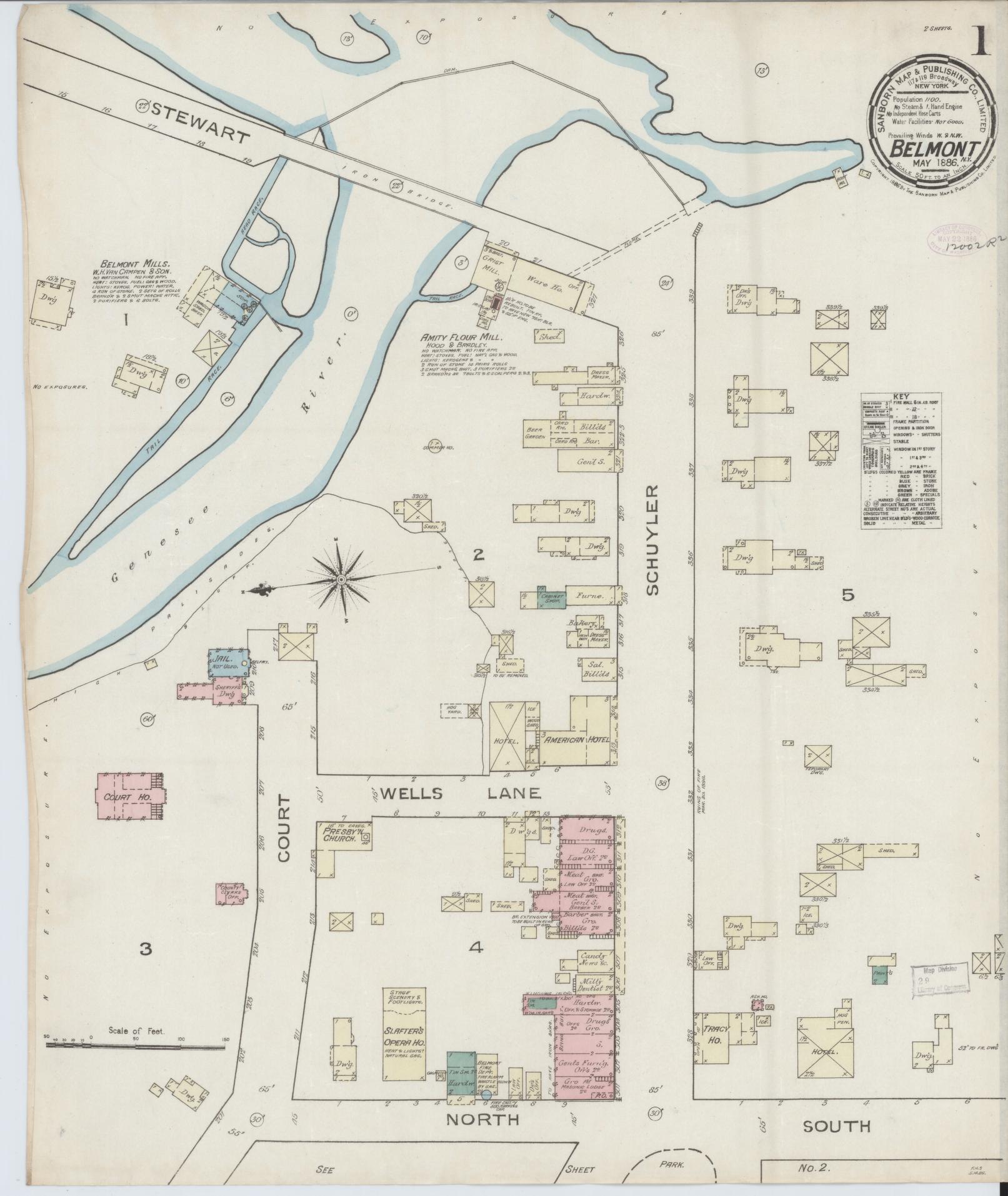 Sanborn Fire Insurance Map from Belmont, Allegany County, New York. (1886) – Historic Sanborn Fire Insurance Map Print