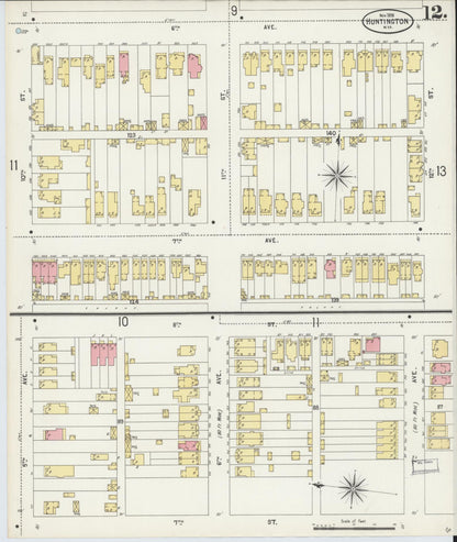 Sanborn Fire Insurance Map from Huntington, Cabell County, West Virginia (1898), Sheet #0012 - Complete Map Set gallery image, historic Sanborn map, vintage wall art, West Virginia West Virginia