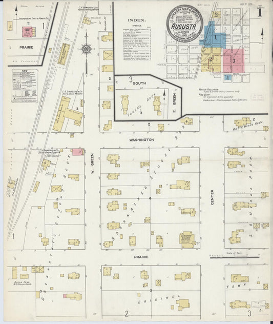 Sanborn Fire Insurance Map from Augusta, Hancock County, Illinois (1912), Sheet #0001 - Historic Sanborn Fire Insurance Map Print, vintage old map wall art, antique decor, genealogy gift, Illinois Illinois map