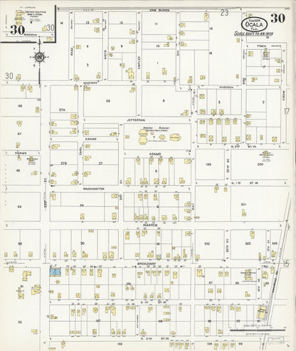 Sanborn Fire Insurance Map from Ocala, Marion County, Florida (1924), Sheet #0030 - Complete Map Set gallery image, historic Sanborn map, vintage wall art, Florida Florida