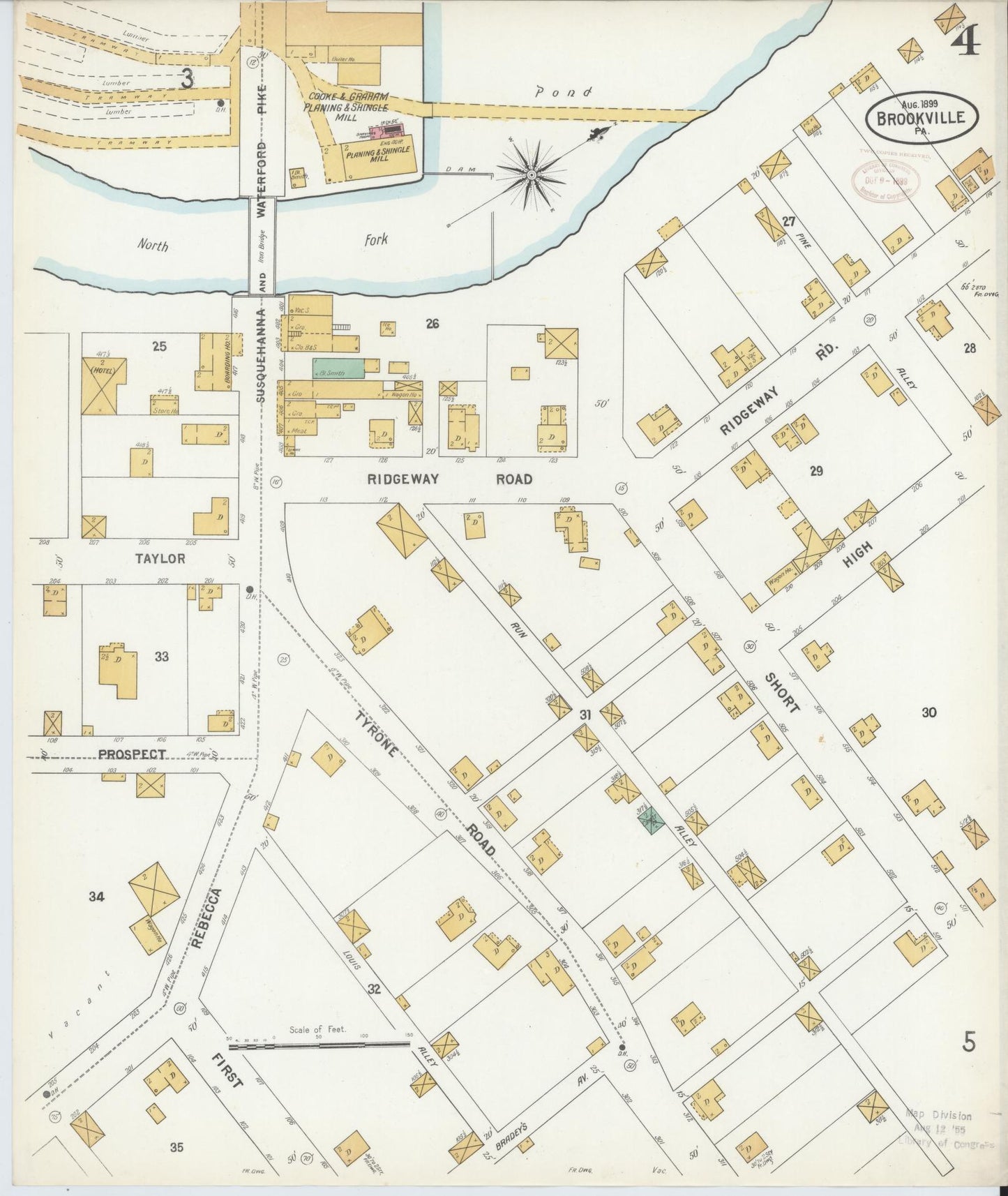 Sanborn Fire Insurance Map from Brookville, Jefferson County, Pennsylvania (1899), Sheet #0004 - Historic Sanborn Fire Insurance Map Print, vintage old map wall art, antique decor, genealogy gift, Pennsylvania Pennsylvania map