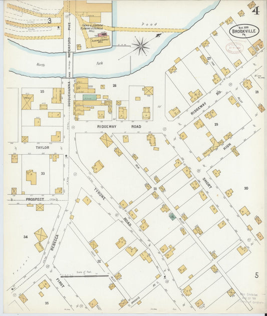 Sanborn Fire Insurance Map from Brookville, Jefferson County, Pennsylvania (1899), Sheet #0004 - Historic Sanborn Fire Insurance Map Print, vintage old map wall art, antique decor, genealogy gift, Pennsylvania Pennsylvania map