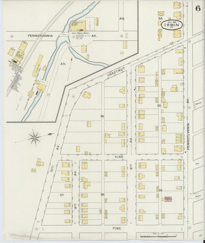 Sanborn Fire Insurance Map from Irwin, Westmoreland County, Pennsylvania (1894), Sheet #0006 - Complete Map Set gallery image, historic Sanborn map, vintage wall art, Pennsylvania Pennsylvania
