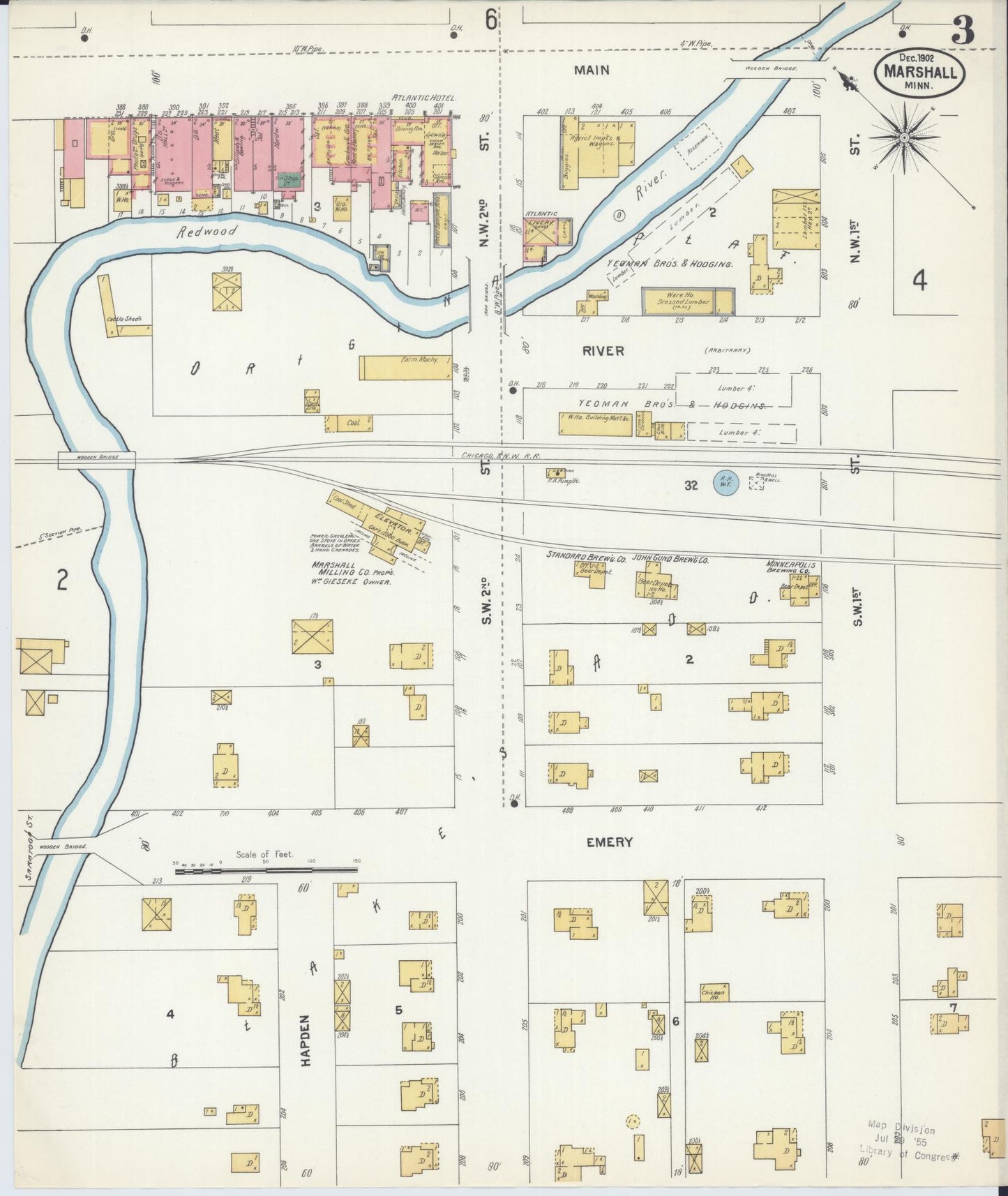 Sanborn Fire Insurance Map from Marshall, Lyon County, Minnesota (1902), Sheet #0003 - Complete Map Set gallery image, historic Sanborn map, vintage wall art, Minnesota Minnesota