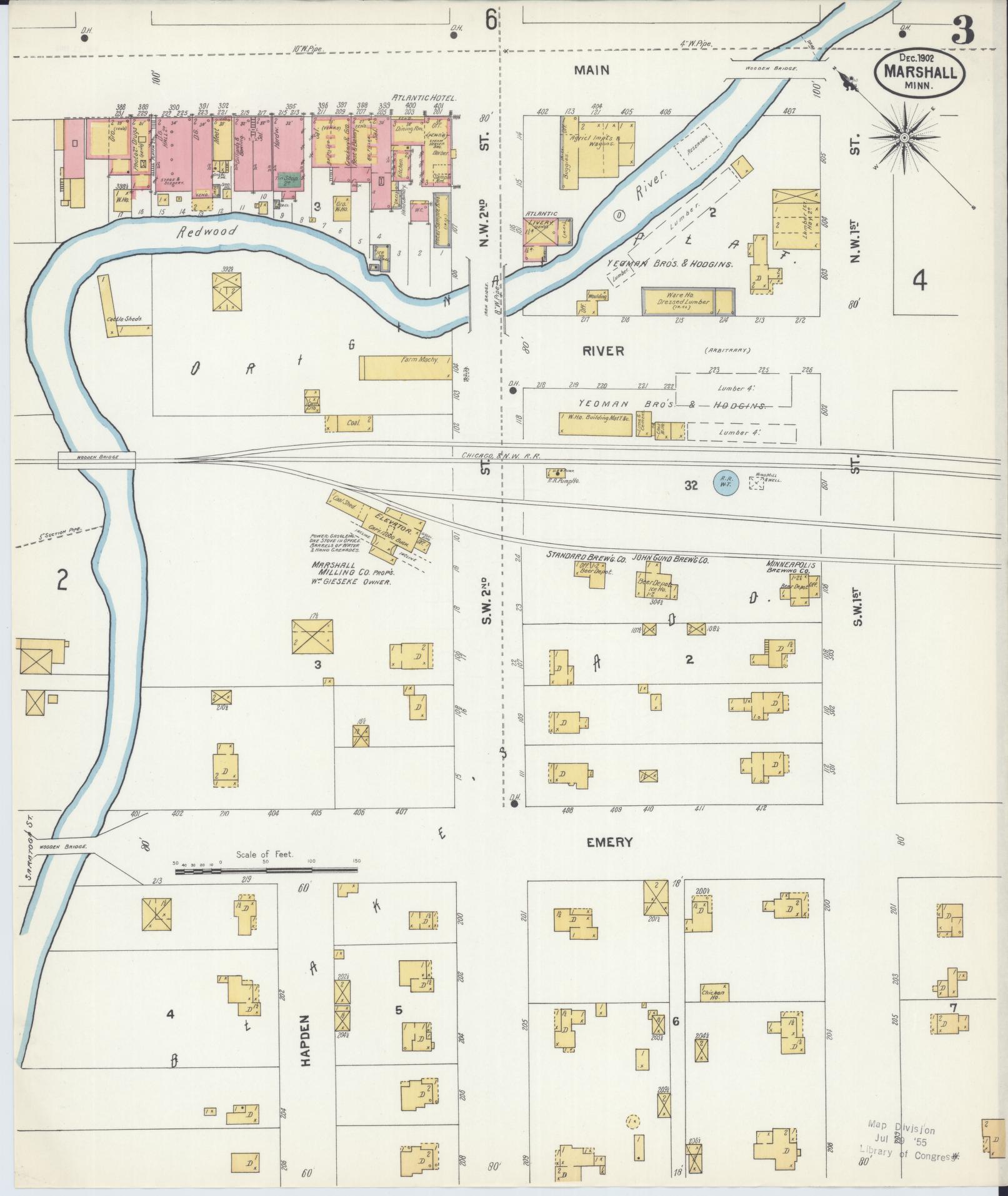 Sanborn Fire Insurance Map from Marshall, Lyon County, Minnesota (1902), Sheet #0003 - Complete Map Set gallery image, historic Sanborn map, vintage wall art, Minnesota Minnesota