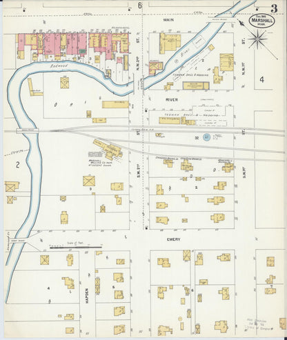 Sanborn Fire Insurance Map from Marshall, Lyon County, Minnesota (1902), Sheet #0003 - Complete Map Set gallery image, historic Sanborn map, vintage wall art, Minnesota Minnesota