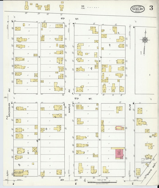 Sanborn Fire Insurance Map from Shelby, Oceana County, Michigan (1920), Sheet #0003 - Historic Sanborn Fire Insurance Map Print, vintage old map wall art, antique decor, genealogy gift, Michigan Michigan map