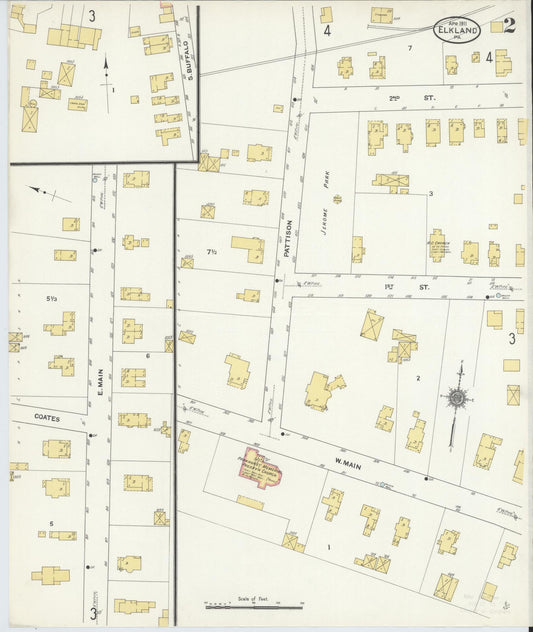Sanborn Fire Insurance Map from Elkland, Tioga County, Pennsylvania (1911), Sheet #0002 - Historic Sanborn Fire Insurance Map Print, vintage old map wall art, antique decor, genealogy gift, Pennsylvania Pennsylvania map