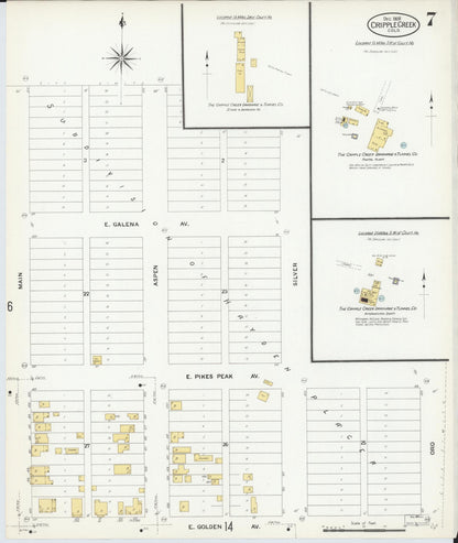Sanborn Fire Insurance Map from Cripple Creek, Teller County, Colorado (1908), Sheet #0007 - Complete Map Set gallery image, historic Sanborn map, vintage wall art, Colorado Colorado