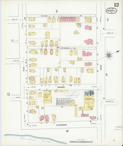 Sanborn Fire Insurance Map from Hornell, Steuben County, New York (1909), Sheet #0012 - Historic Sanborn Fire Insurance Map Print, vintage old map wall art, antique decor, genealogy gift, New York New York map