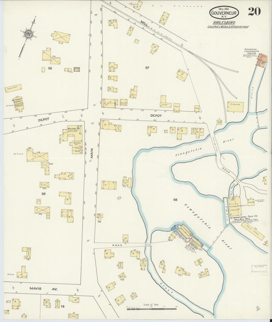 Sanborn Fire Insurance Map from Gouverneur, Saint Lawrence County, New York (1912), Sheet #0020 - Historic Sanborn Fire Insurance Map Print, vintage old map wall art, antique decor, genealogy gift, New York New York map
