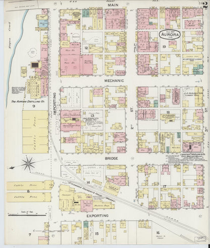 Sanborn Fire Insurance Map from Aurora, Dearborn County, Indiana (1887), Sheet #0002 - Complete Map Set gallery image, historic Sanborn map, vintage wall art, Indiana Indiana