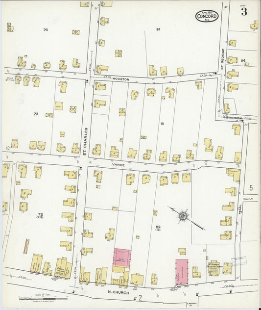 Sanborn Fire Insurance Map from Concord, Cabarrus County, North Carolina (1921), Sheet #0003 - Historic Sanborn Fire Insurance Map Print, vintage old map wall art, antique decor, genealogy gift, North Carolina North Carolina map