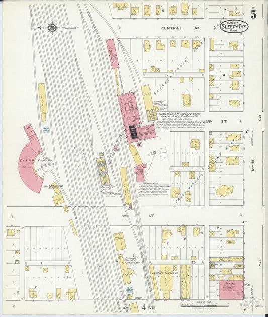 Sanborn Fire Insurance Map from Sleepy Eye, Brown County, Minnesota (1917), Sheet #0005 - Historic Sanborn Fire Insurance Map Print, vintage old map wall art, antique decor, genealogy gift, Minnesota Minnesota map