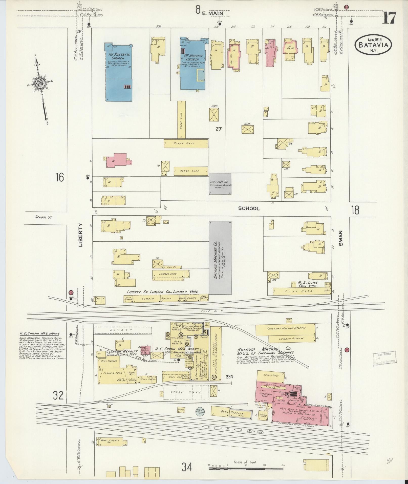 Sanborn Fire Insurance Map from Batavia, Genesee County, New York (1912), Sheet #0017 - Complete Map Set gallery image, historic Sanborn map, vintage wall art, New York New York