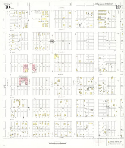 Sanborn Fire Insurance Map from Hobbs, Lea County, New Mexico (1938), Sheet #0010 - Complete Map Set gallery image, historic Sanborn map, vintage wall art, New Mexico New Mexico