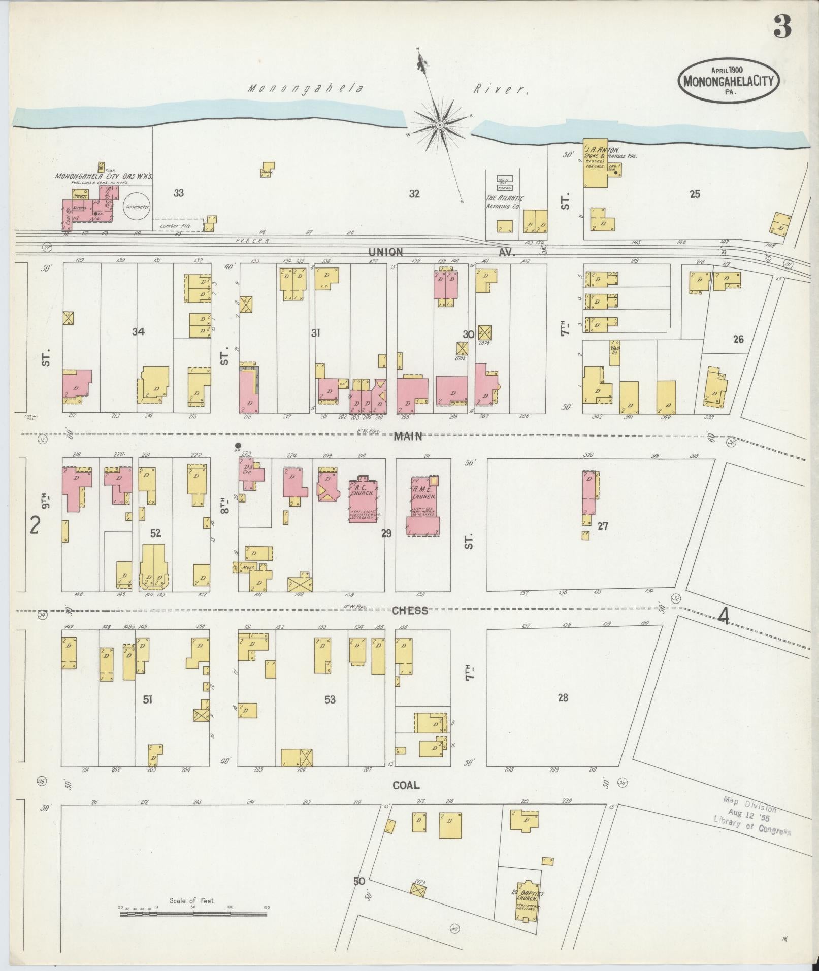 Sanborn Fire Insurance Map from Monongahela City, Washington County, Pennsylvania (1900), Sheet #0003 - Complete Map Set gallery image, historic Sanborn map, vintage wall art, Pennsylvania Pennsylvania