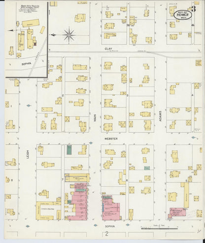 Sanborn Fire Insurance Map from Homer, Calhoun County, Michigan (1907), Sheet #0003 - Complete Map Set gallery image, historic Sanborn map, vintage wall art, Michigan Michigan