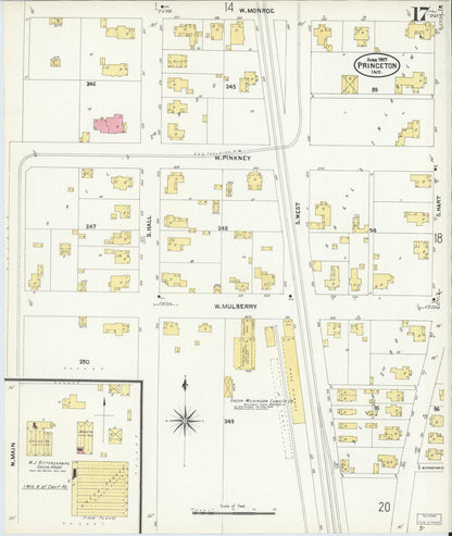 Sanborn Fire Insurance Map from Princeton, Gibson County, Indiana (1907), Sheet #0017 - Complete Map Set gallery image, historic Sanborn map, vintage wall art, Indiana Indiana