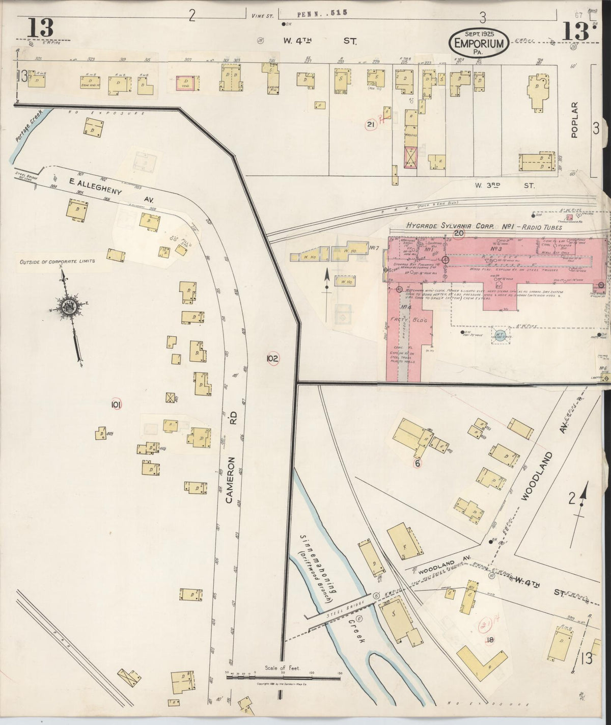 Sanborn Fire Insurance Map from Emporium, Cameron County, Pennsylvania (1938), Sheet #0013 - Complete Map Set gallery image, historic Sanborn map, vintage wall art, Pennsylvania Pennsylvania