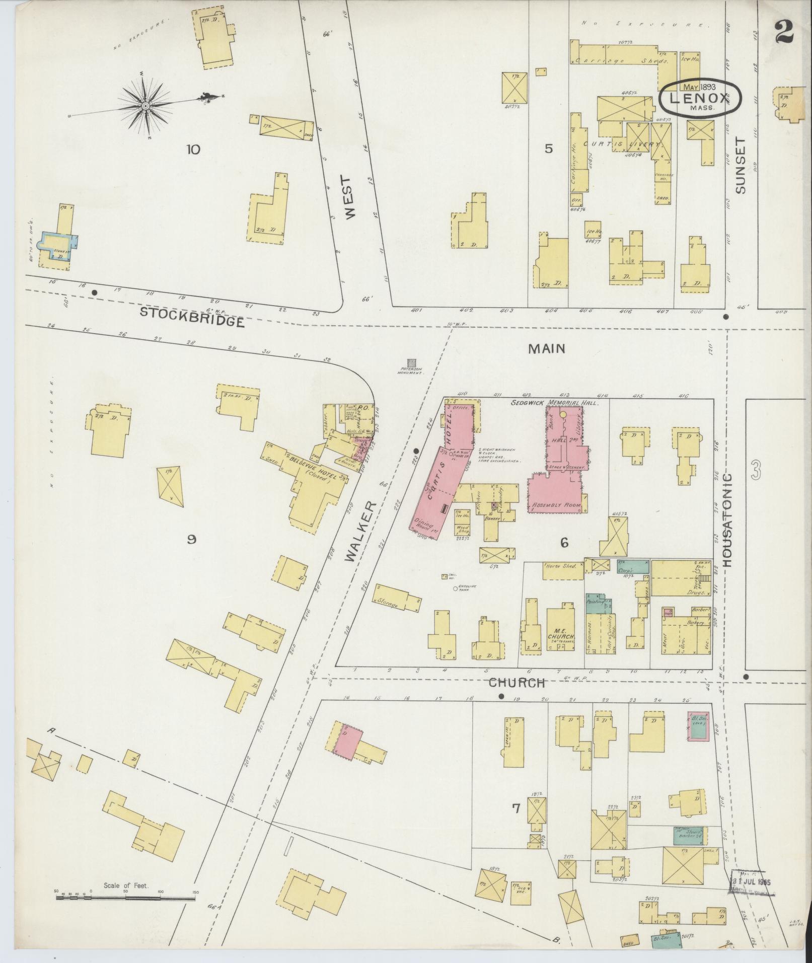 Sanborn Fire Insurance Map from Lenox, Berkshire County, Massachusetts (1893), Sheet #0002 - Historic Sanborn Fire Insurance Map Print, vintage old map wall art, antique decor, genealogy gift, Massachusetts Massachusetts map