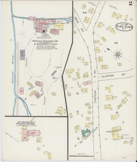 Sanborn Fire Insurance Map from Sing Sing, Westchester County, New York (1886), Sheet #0002 - Historic Sanborn Fire Insurance Map Print, vintage old map wall art, antique decor, genealogy gift, New York New York map