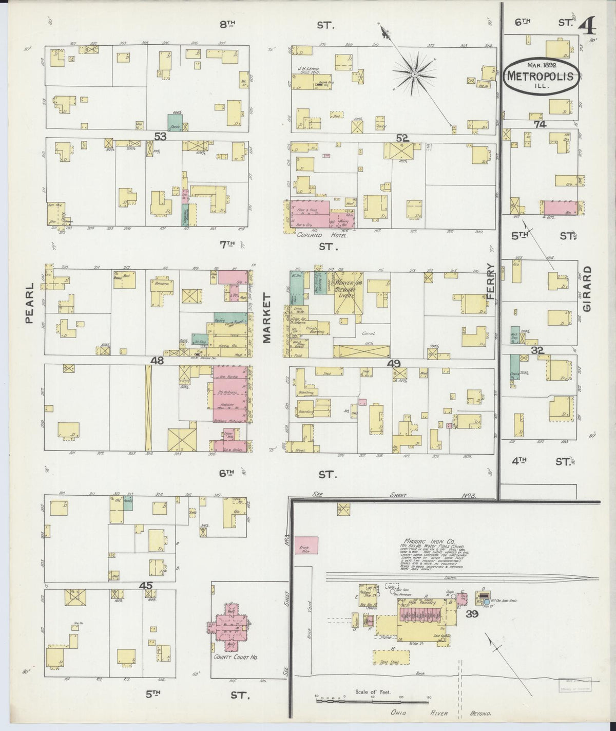 Sanborn Fire Insurance Map from Metropolis, Massac County, Illinois (1892), Sheet #0004 - Complete Map Set gallery image, historic Sanborn map, vintage wall art, Illinois Illinois