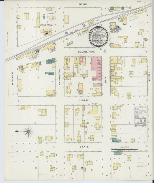 Sanborn Fire Insurance Map from Brandon, Fond du Lac County, Wisconsin (1894), Sheet #0001 - Historic Sanborn Fire Insurance Map Print, vintage old map wall art, antique decor, genealogy gift, Wisconsin Wisconsin map