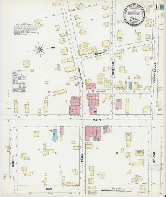 Sanborn Fire Insurance Map from Tioga, Tioga County, Pennsylvania (1891), Sheet #0001 - Historic Sanborn Fire Insurance Map Print, vintage old map wall art, antique decor, genealogy gift, Pennsylvania Pennsylvania map
