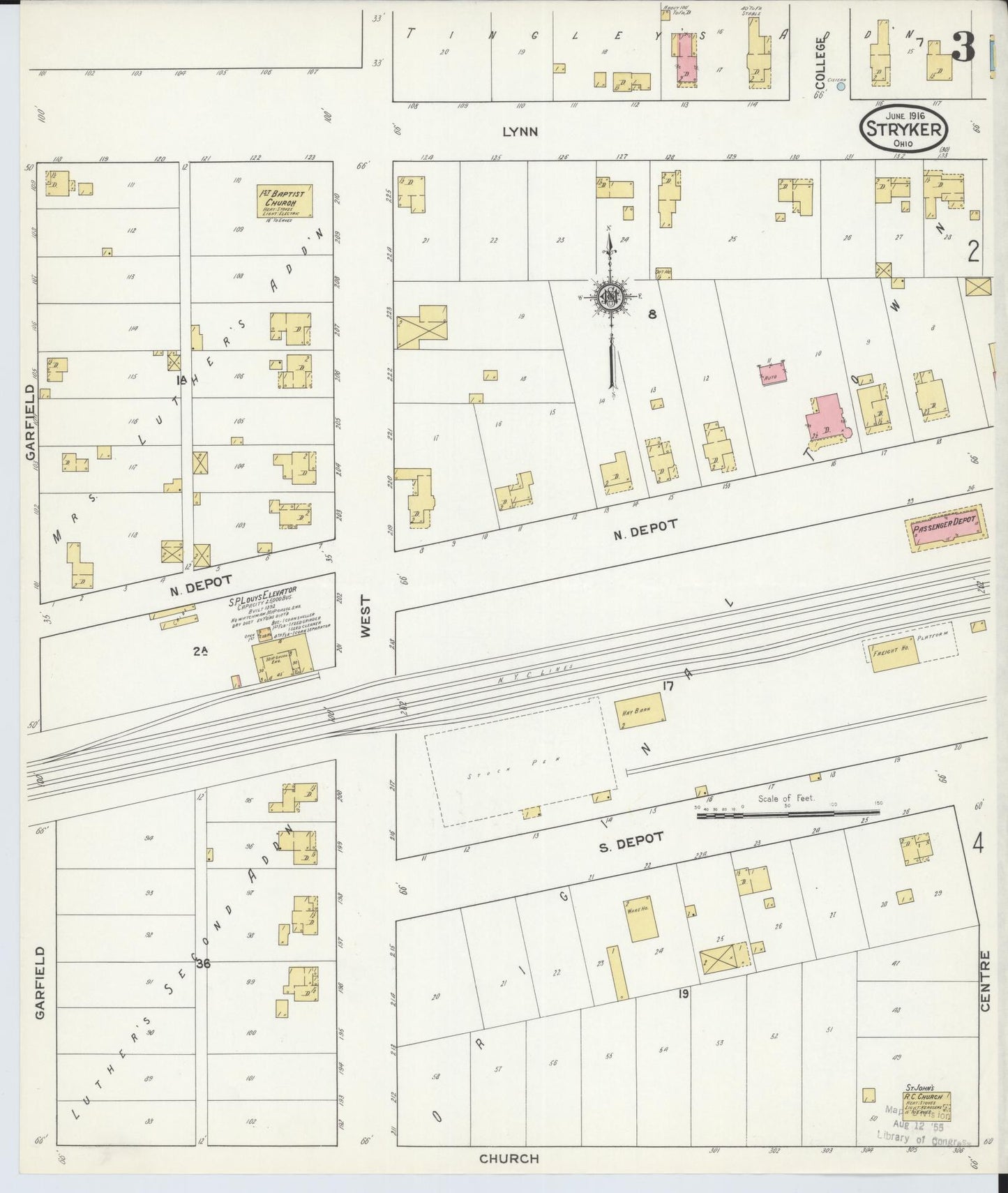 Sanborn Fire Insurance Map from Stryker, Williams County, Ohio (1916), Sheet #0003 - Complete Map Set gallery image, historic Sanborn map, vintage wall art, Ohio Ohio