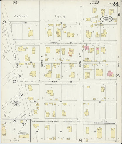 Sanborn Fire Insurance Map from Fort Smith, Sebastian County, Arkansas (1897), Sheet #0024 - Complete Map Set gallery image, historic Sanborn map, vintage wall art, Arkansas Arkansas