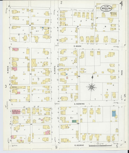 Sanborn Fire Insurance Map from Marion, Marion County, Ohio (1908), Sheet #0004 - Historic Sanborn Fire Insurance Map Print, vintage old map wall art, antique decor, genealogy gift, Ohio Ohio map