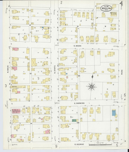 Sanborn Fire Insurance Map from Marion, Marion County, Ohio (1908), Sheet #0004 - Historic Sanborn Fire Insurance Map Print, vintage old map wall art, antique decor, genealogy gift, Ohio Ohio map