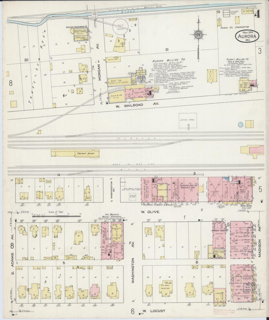 Sanborn Fire Insurance Map from Aurora, Lawrence County, Missouri (1914), Sheet #0004 - Historic Sanborn Fire Insurance Map Print, vintage old map wall art, antique decor, genealogy gift, Missouri Missouri map