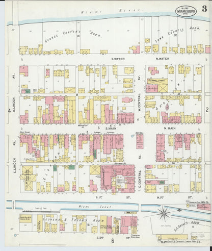 Sanborn Fire Insurance Map from Miamisburg, Montgomery County, Ohio (1901), Sheet #0003 - Historic Sanborn Fire Insurance Map Print, vintage old map wall art, antique decor, genealogy gift, Ohio Ohio map