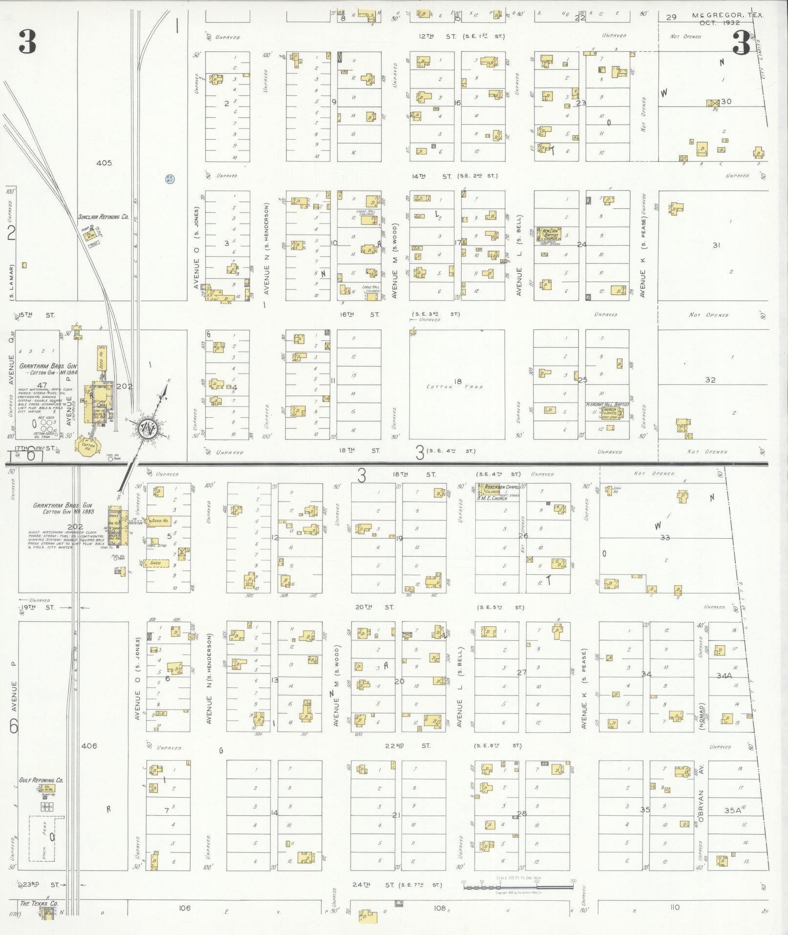 Sanborn Fire Insurance Map from McGregor, McLennan County, Texas (1932), Sheet #0003 - Historic Sanborn Fire Insurance Map Print, vintage old map wall art, antique decor, genealogy gift, Texas Texas map