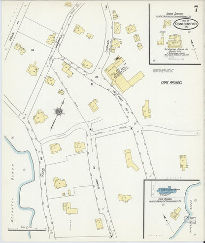 Sanborn Fire Insurance Map from Kennebunkport, York County, Maine (1911), Sheet #0007 - Complete Map Set gallery image, historic Sanborn map, vintage wall art, Maine Maine
