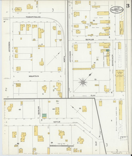 Sanborn Fire Insurance Map from Kerrville, Kerr County, Texas (1904), Sheet #0003 - Historic Sanborn Fire Insurance Map Print, vintage old map wall art, antique decor, genealogy gift, Texas Texas map