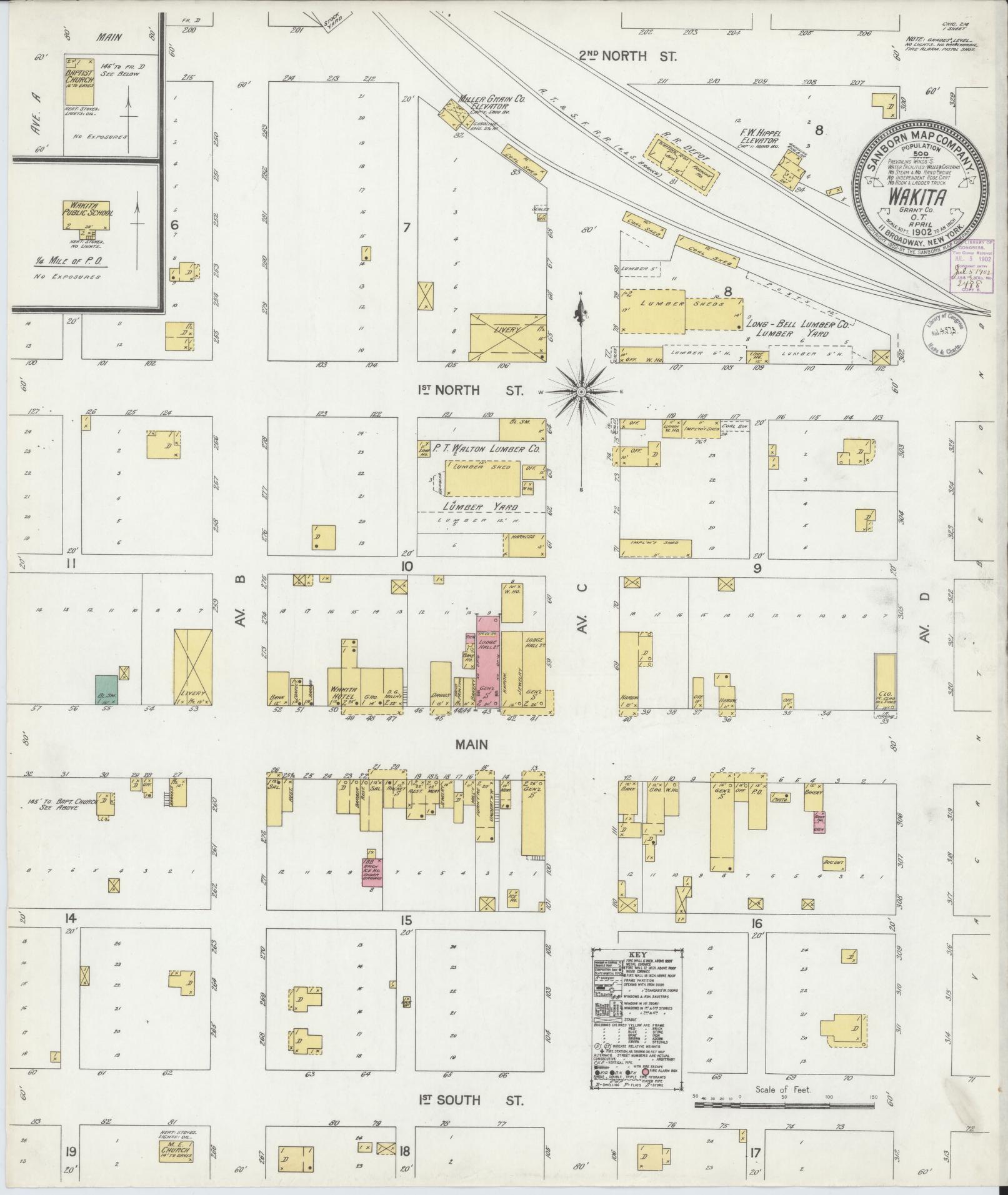 Sanborn Fire Insurance Map from Wakita, Grant County, Oklahoma (1902), Sheet #0001 - Historic Sanborn Fire Insurance Map Print, vintage old map wall art, antique decor, genealogy gift, Oklahoma Oklahoma map