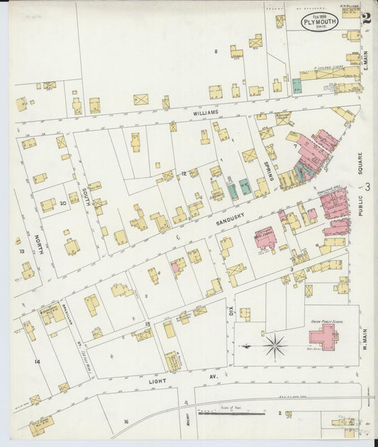 Sanborn Fire Insurance Map from Plymouth, Huron And Richland Counties, Ohio (1899), Sheet #0002 - Historic Sanborn Fire Insurance Map Print, vintage old map wall art, antique decor, genealogy gift, Ohio Ohio map