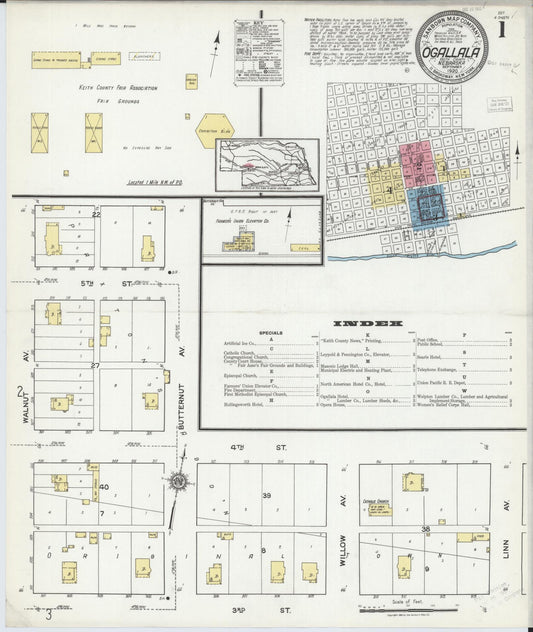 Sanborn Fire Insurance Map from Ogallala, Keith County, Nebraska. (1920) – Historic Sanborn Fire Insurance Map Print